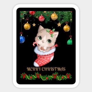 MERRY Christmas cat design Sticker